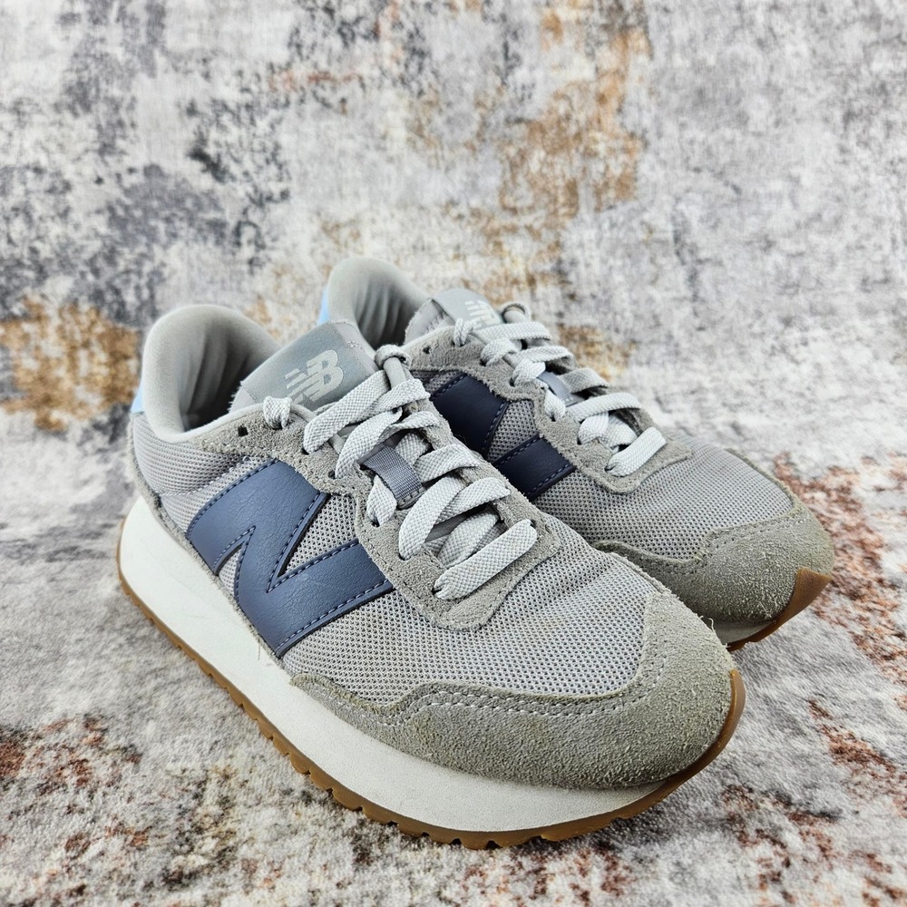 New Balance 237 Shoes Womens‎ 6B Grey Blue Suede Mesh Lifestyle Sneakers WS237FE